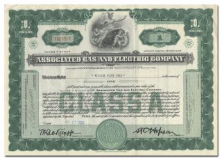 Associated Gas And Electric Company Stock Certificate (neat Vignette)