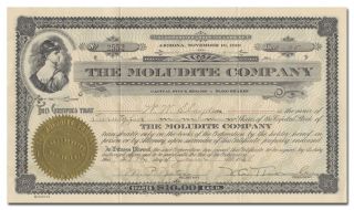 Moludite Company Stock Certificate (redondo Beach Kelp Processing Plant)