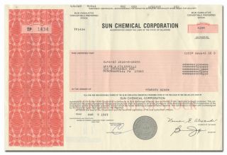 Sun Chemical Corporation Stock Certificate (jersey)