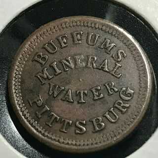1863 BUFFUM ' S MINERAL WATER PITTSBURGH PENNSYLVANIA CIVIL WAR TOKEN 2