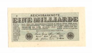 1923 Germany Weimar Republic 1.  000.  000.  000 Mark Banknote / 1 Billion Mark