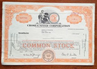 Crose - United Corporation Stock Certificate
