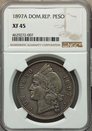 1897a Dominican Republic Peso Ngc Xf 45