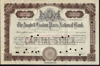 The Anglo & London Paris National Bank San Francisco Ca Dd 1928