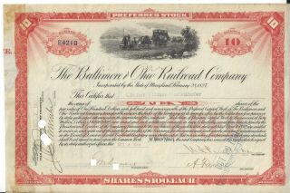 1901 The Baltimore And Ohio Railroad Company Stock Certificate