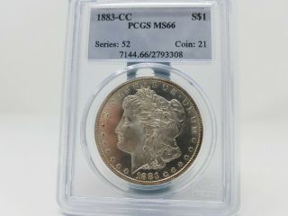 1883 Cc Morgan Silver Dollar,  Pcgs Graded Ms 66 Bv $850