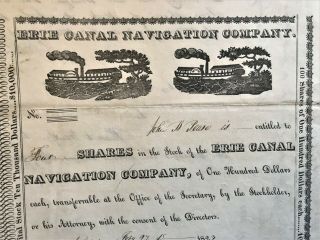 Antique Erie Canal Navigation Company Paddleboat Stock Share Certificate $10,  000