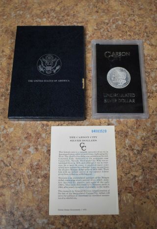 1878 - Cc Carson City 90 Silver Morgan Dollar Gsa W/ & Box Bin