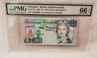 Gibraltar/british Administration Pick 25 1995 5 Pounds Sterling Pmg 66 Epq