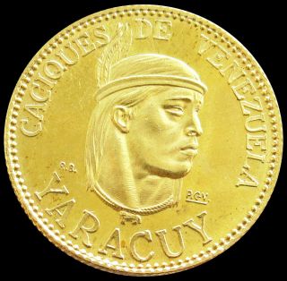 1957 Gold Yaracuy Venezuela 6 Gram Indian Caciques Coin State