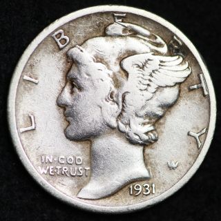 Xf 1931 D Mercury Silver Dime