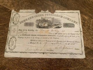 1865 Dunkard Creek Petroleum Company Stock Certificate Greene County Pa