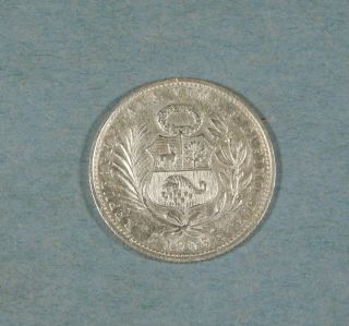 1903 Peru Silver 1/5 Sol