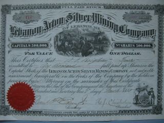 Lebanon Acton Maine Silver Mining Company 1000 Shares Maine 1880 2
