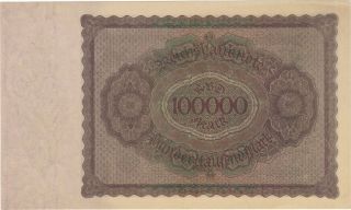 1923 100,  000 MARK GERMANY CURRENCY REICHSBANKNOTE UNC GERMAN BANKNOTE BILL NOTE 2