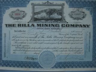 The Rilla Mining Company 1917 Colorado 20 Share Stock Certificate