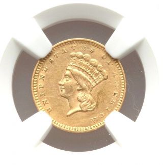 1857 - S Ngc Au Details $1 One Dollar Gold Liberty Head About Unc Low 10k Mintage