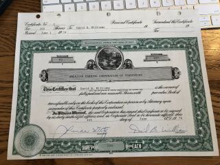 1974 American Parking Corporation Of Youngstown Stock Certificate