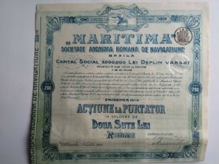 Romania Navigation Company Bond Stock Certificate
