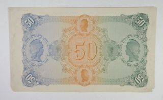 English Printer Banknote Back " 50 " Value Ca.  1850 - 70s Proof Back Design Bwc Fine
