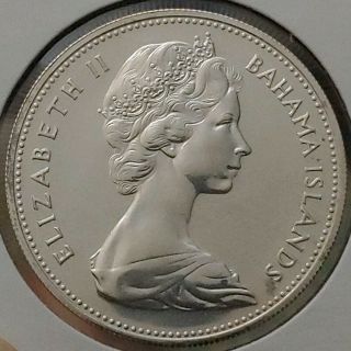 1969 The Bahamas Silver 2 Dollars Large Coin Elizabeth Ii Flamingo Birds Proof