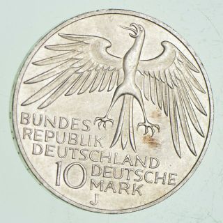 World Coin - 1972 Germany 10 Deutsche Mark - World Silver Coin - 15.  7g 657