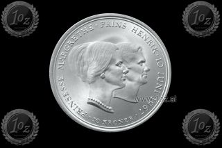 Denmark 10 Kroner 1967 (princess Wedding) Silver Commemor.  Coin (km 856) Aunc