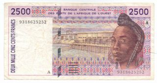 West African States 2500 Francs 1993 Ivory Coast,  P - 112
