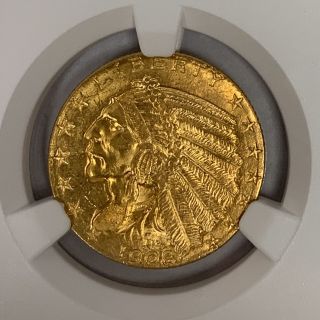 1908 - P $5 Indian Head Gold Half Eagle NGC MS62 3