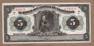 Mexico: 5 Pesos Banknote,  (unc),  P - S132a,  1913,