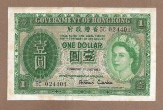Hong Kong: 1 Dollar Banknote,  (au),  P - 324ab,  01.  07.  1958,
