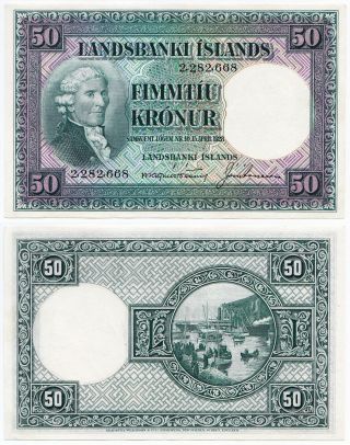 Iceland,  50 Kronur 1928,  Pick 34a,  Xf/aunc