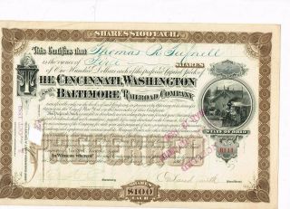 Cincinnati,  Washington And Baltimore Rr Co. ,  1883,  Vf