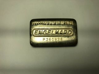 Engelhard.  999 Fine Silver 10 Troy Oz.  Bar Old Poured Loaf P 360928