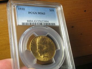 Gold Indian Head Eagle 1932 Pcgs Ms - 63 A Pretty 1/2 Oz Gold Coin Nicely Struck