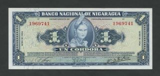 Nicaragua 1 Cordoba 1954 P99a Uncirculated World Paper Money