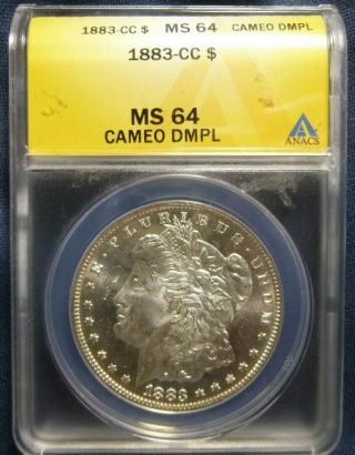 1883 Cc Morgan Silver Dollar Anacs Ms64 Cameo Dmpl