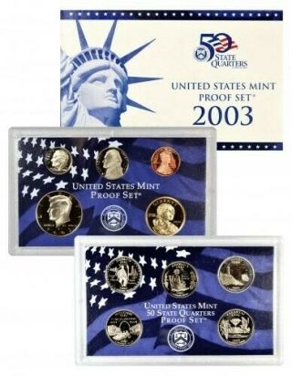 2003 S Us Proof 10 Coin Set With C.  O.  A.  And Government Packaging