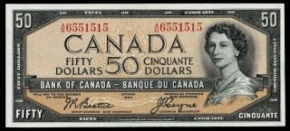 1954 $50 Dollar Banknote Bank Of Canada About Uncirculated