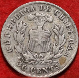 1892 Chile 20 Cent Silver Foreign Coin