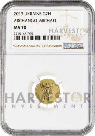 2013 Gold Ukraine Archangel Michael 1/10 Oz.  - Ngc Ms70 - Low Mintage = 6,  600