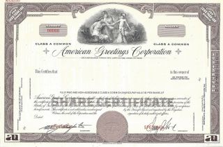 American Greetings Corporation.  Abn " Specimen " Common Stock Certificate