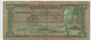 Ethiopia $1 Nd.  1966 P 25a Prefix Dh Circulated Banknote