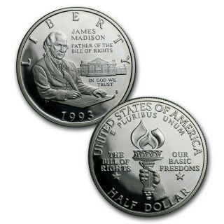 1993 Bill of Rights 2 Coin Commemorative Proof Silver Dollars☆☆Box W/COA 3