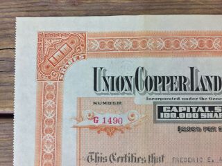 Union Copper Land And Mining Company Michigan Stock Certificate 1930 Orange 3