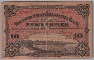 561 - 0013 German East Africa | Deutsche - Ostafrikanische,  10 Rupien,  1905,  F - Vf