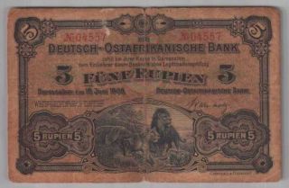 561 - 0012 German East Africa | Deutsche - Ostafrikanische,  5 Rupien,  1905,  F - Vf