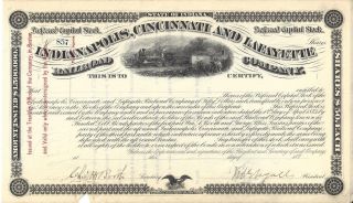 Indianapolis,  Cincinnati And Lafayette Railroad Company.  Unissued 1870 