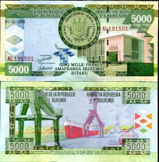 Burundi 5000 5,  000 Francs 2008 P 48 Unc