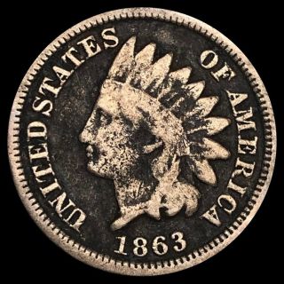 1863 Indian Head Copper Penny Nicely Circulated Collectible Coin